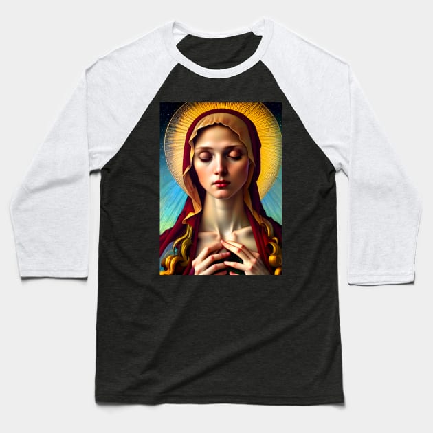 Blessed Virgin Mary Prayer Hands Baseball T-Shirt by TshirtLABS